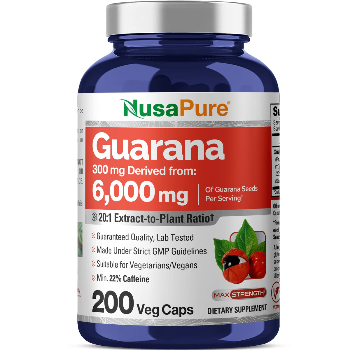 NusaPure Guarana Extrait — bouteille: énergie naturelle pour démarrer la journée.