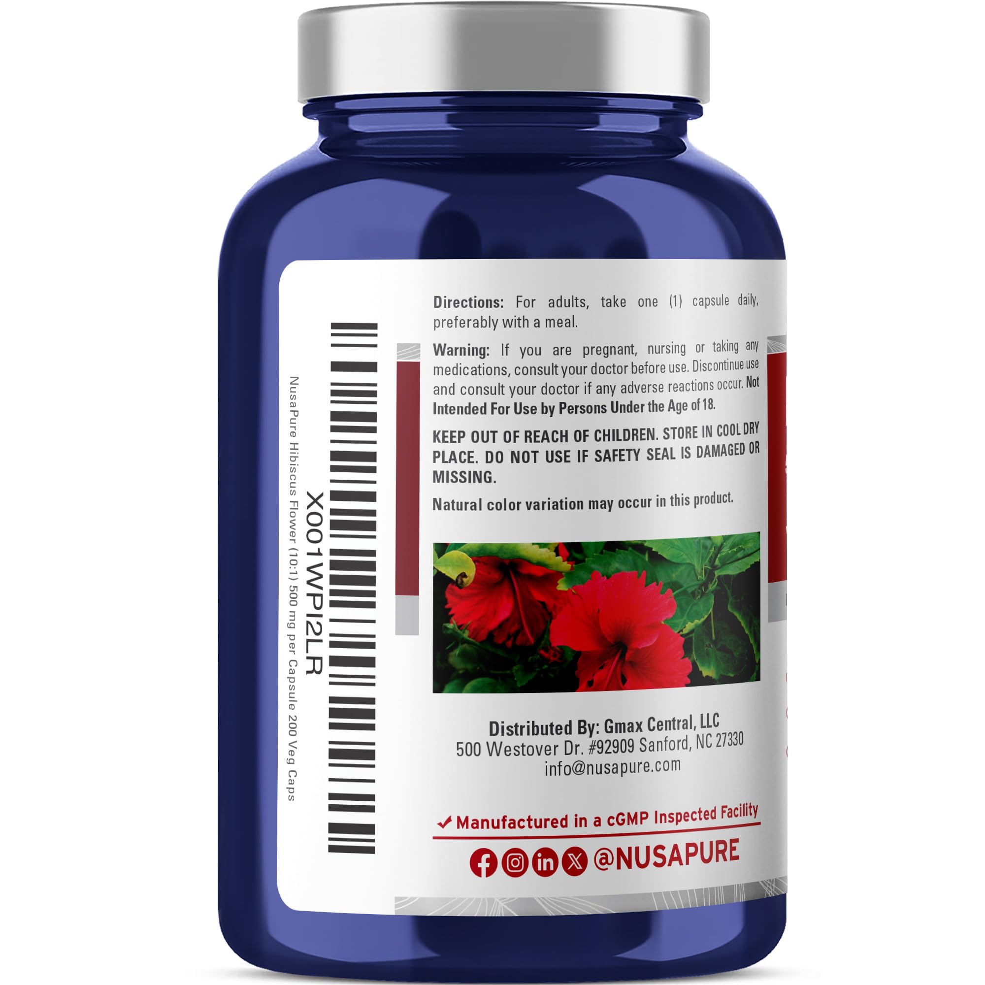 Étiquette NusaPure Hibiscus Extrait – informations claires