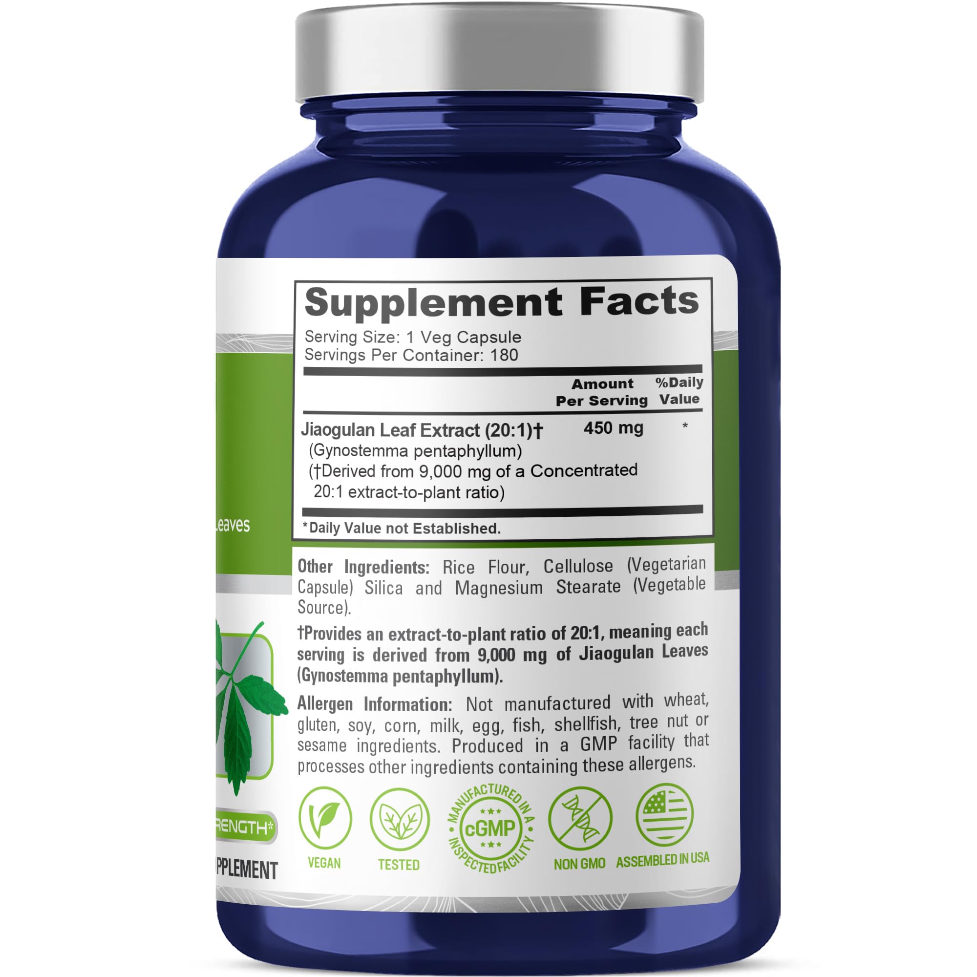 NusaPure Jiaogulan, capsules végétales faciles à prendre pour votre routine.