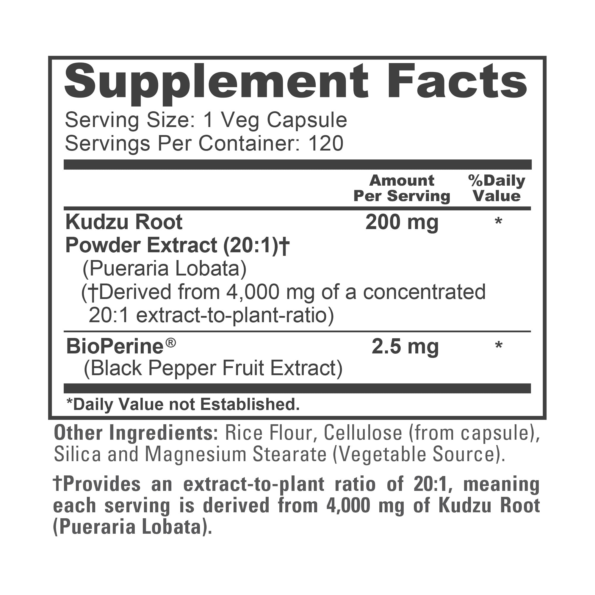 NusaPure Kudzu bioperine, association intelligente pour une meilleure absorption.