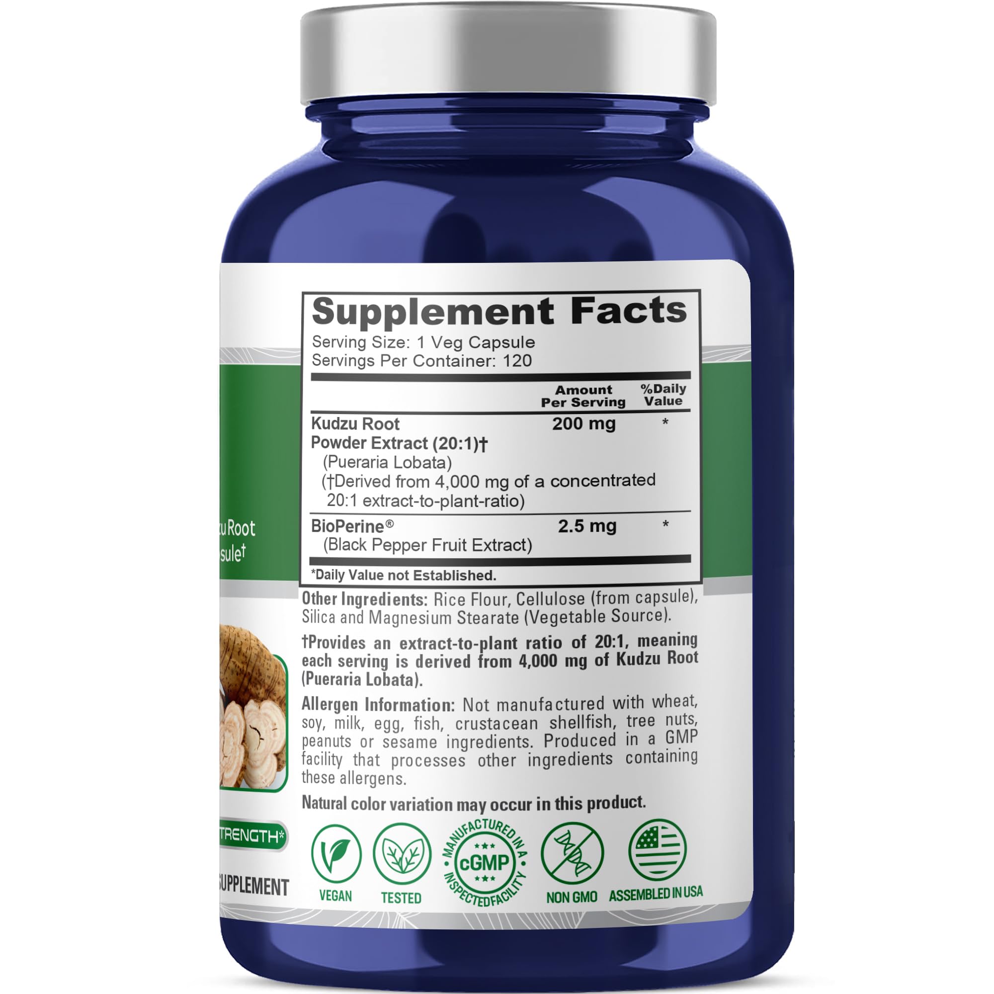 NusaPure Kudzu capsules vegan, faciles à avaler et adaptées au mode de vie végétalien.