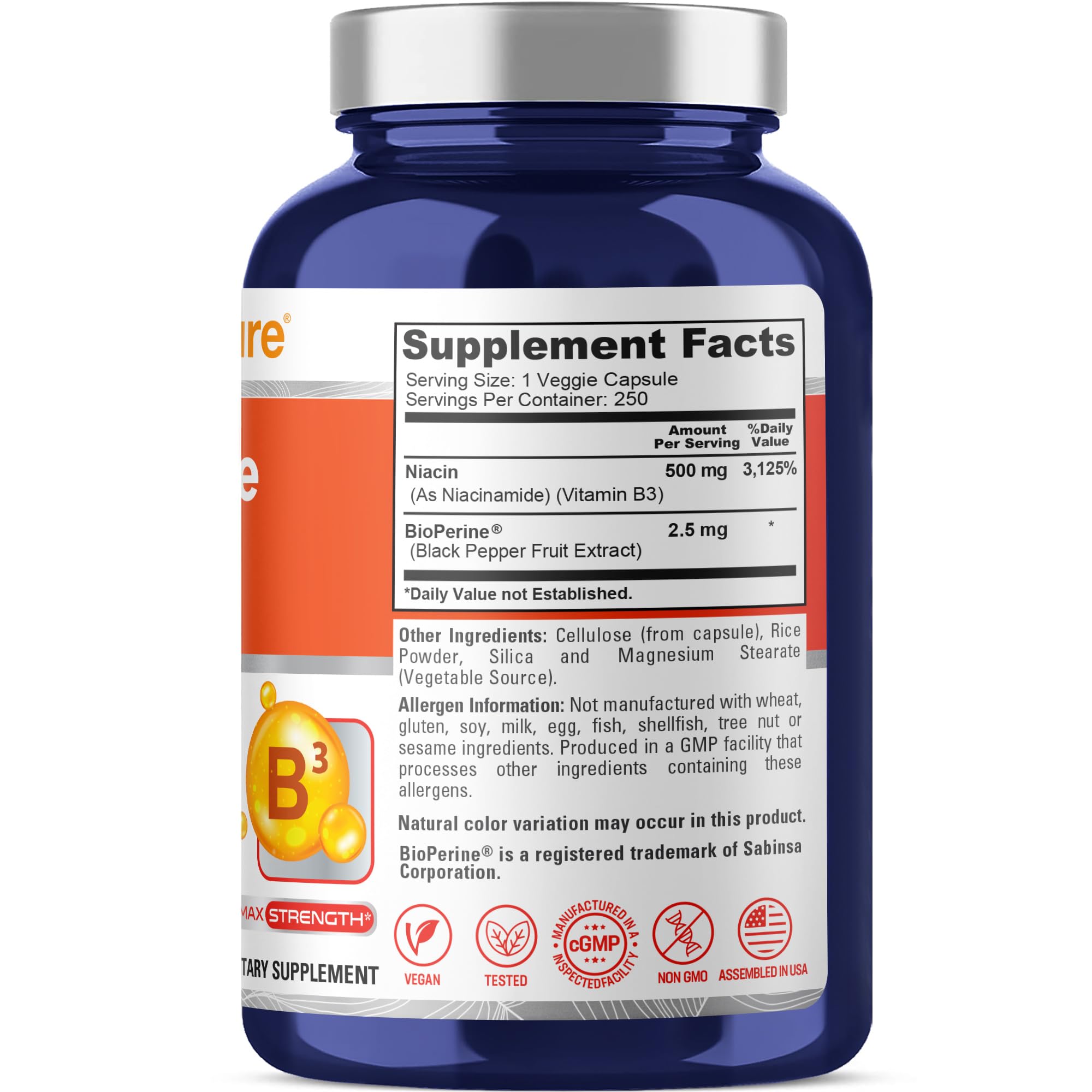 Capsules NusaPure Niacine libre, faciles à intégrer dans votre routine.