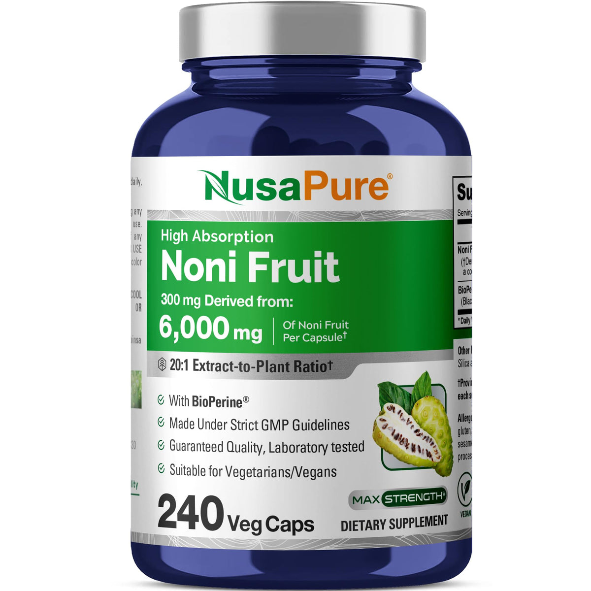 NusaPure Noni Fruit Extrait 20:1 – Bouteille pratique pour une prise quotidienne