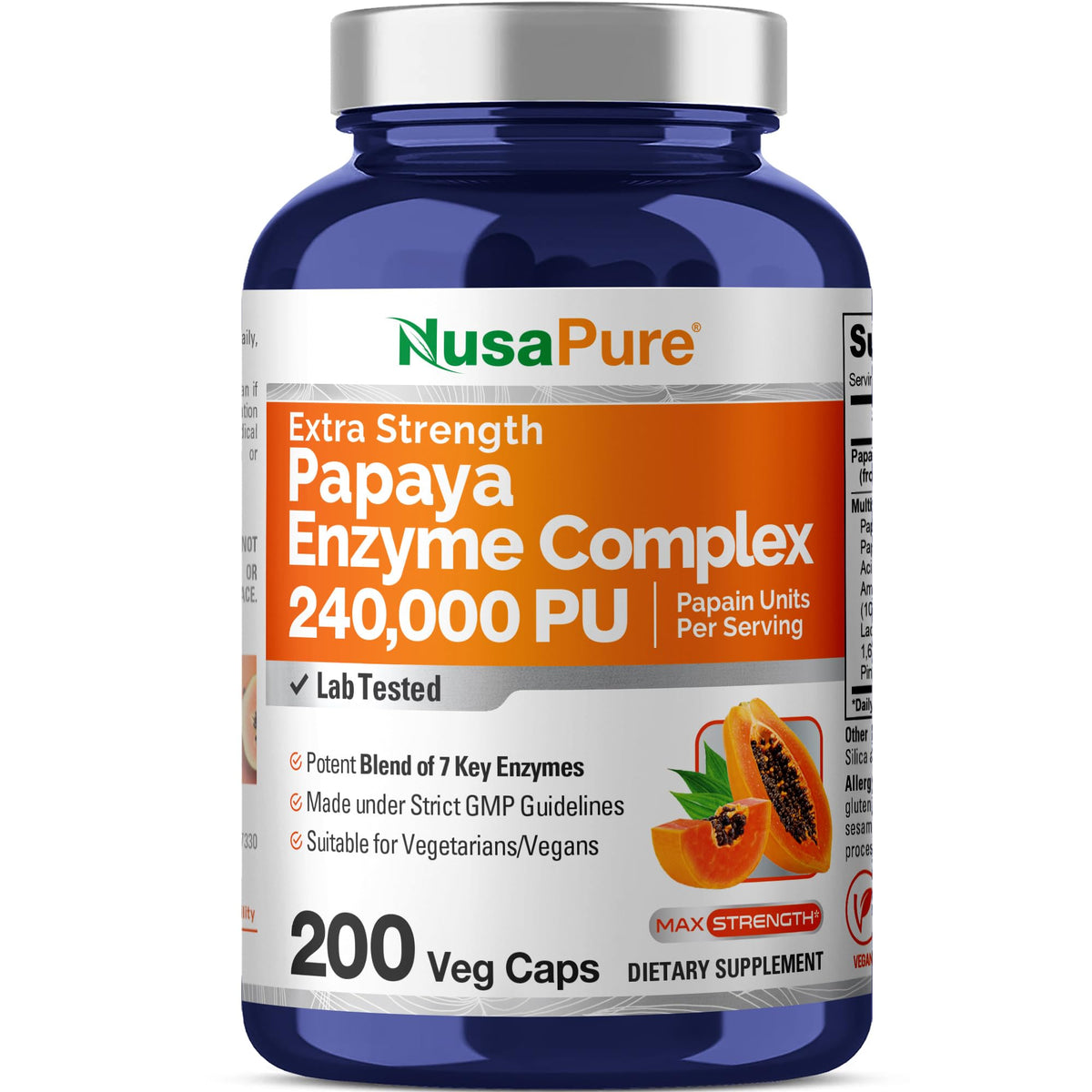 NusaPure Papaye Papain Complexe — bouteille facile à prendre au quotidien.