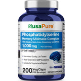 NusaPure Phosphatidylserine mémoire – flacon et capsules végétales favorisant la concentration