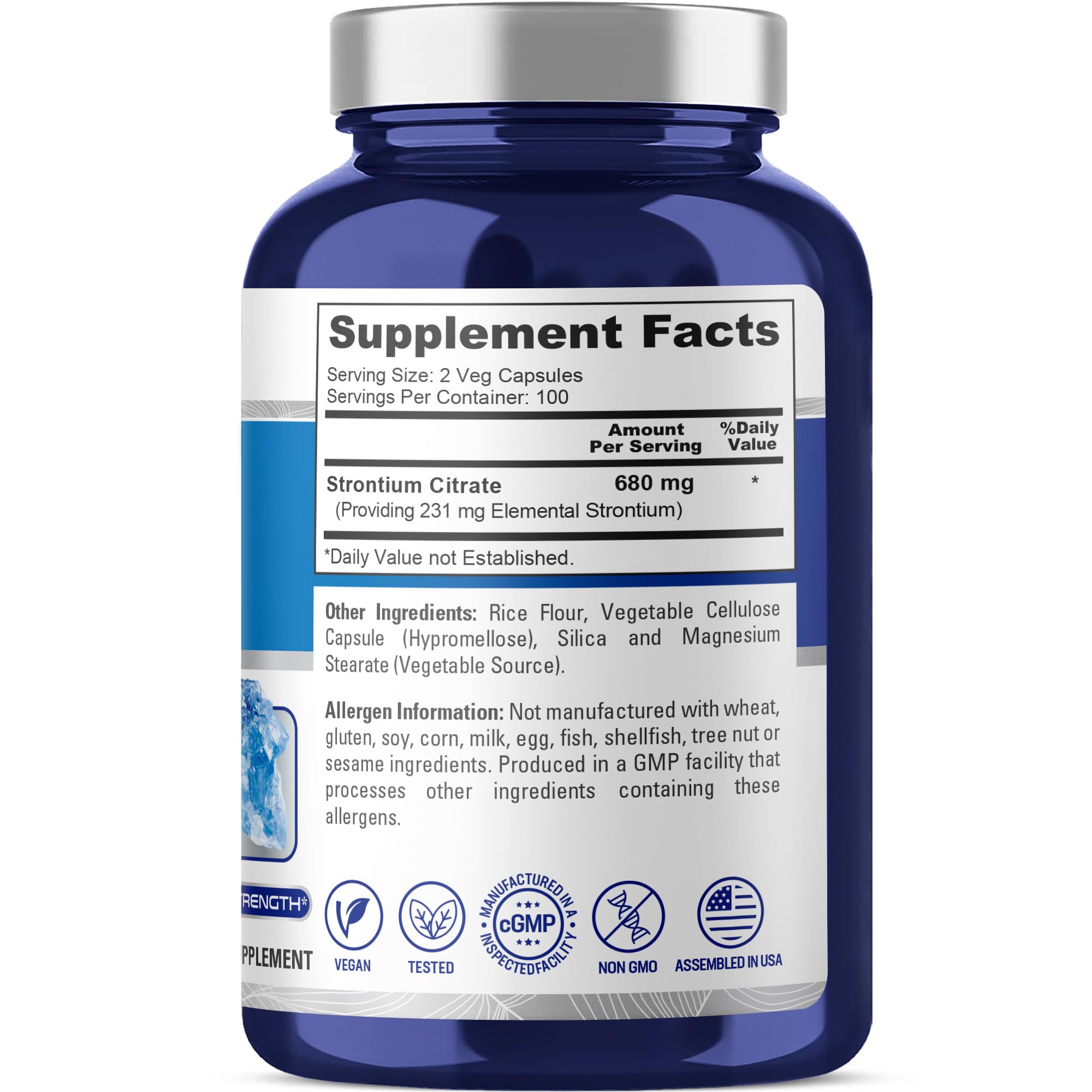 NusaPure Strontium Citrate — 100 jours d'approvisionnement simplifié.