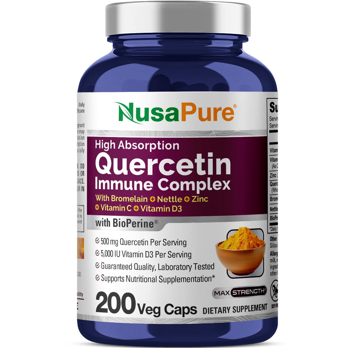NusaPure Quercétine Complex – bouteille, routine quotidienne simplifiée et pratique
