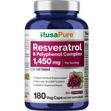 NusaPure Résveratrol et Polyphénols — bouteille, soutien potentiel antioxydant.