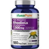 NusaPure Rhodiola Rosea, capsule 7500mg, soutien potentiel pendant les journées actives.