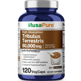NusaPure Tribulus Terrestris 50:1, bouteille prête pour 60 portions quotidiennes.