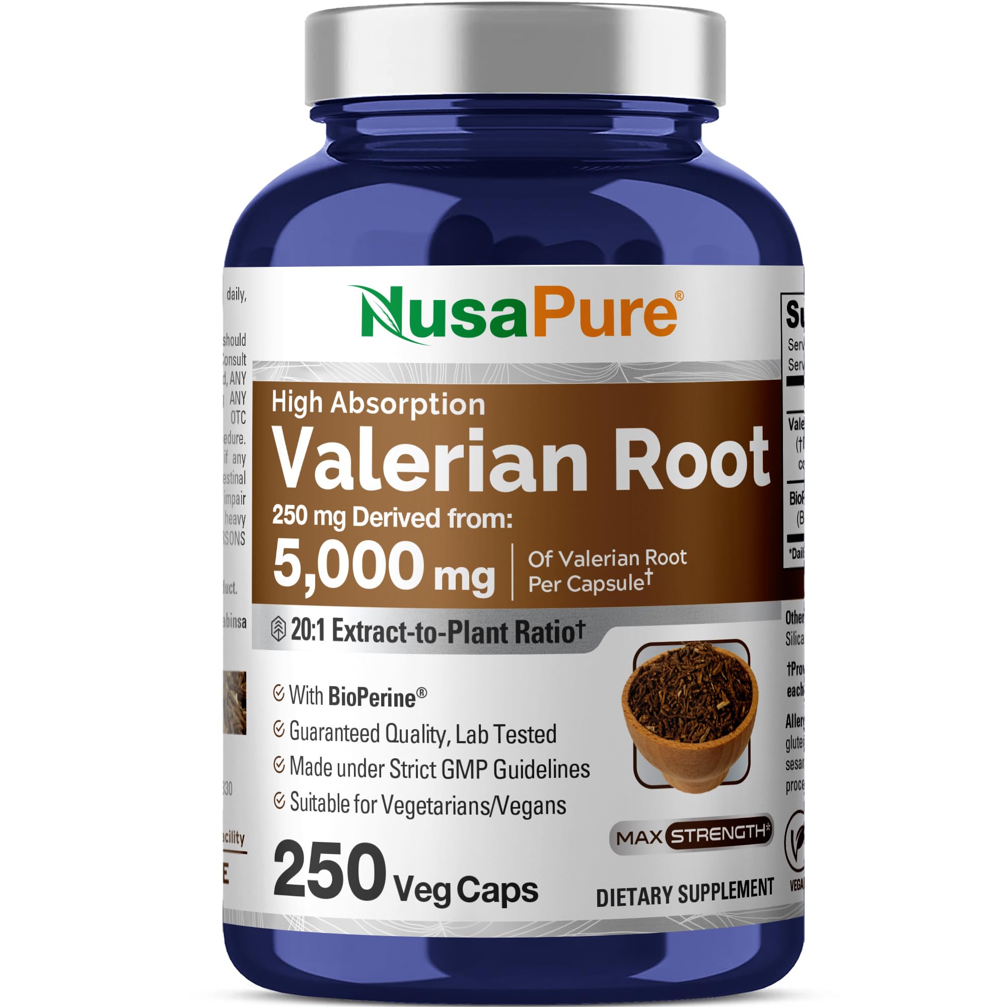 NusaPure Valériane - bouteille visible, pratique pour une routine nocturne