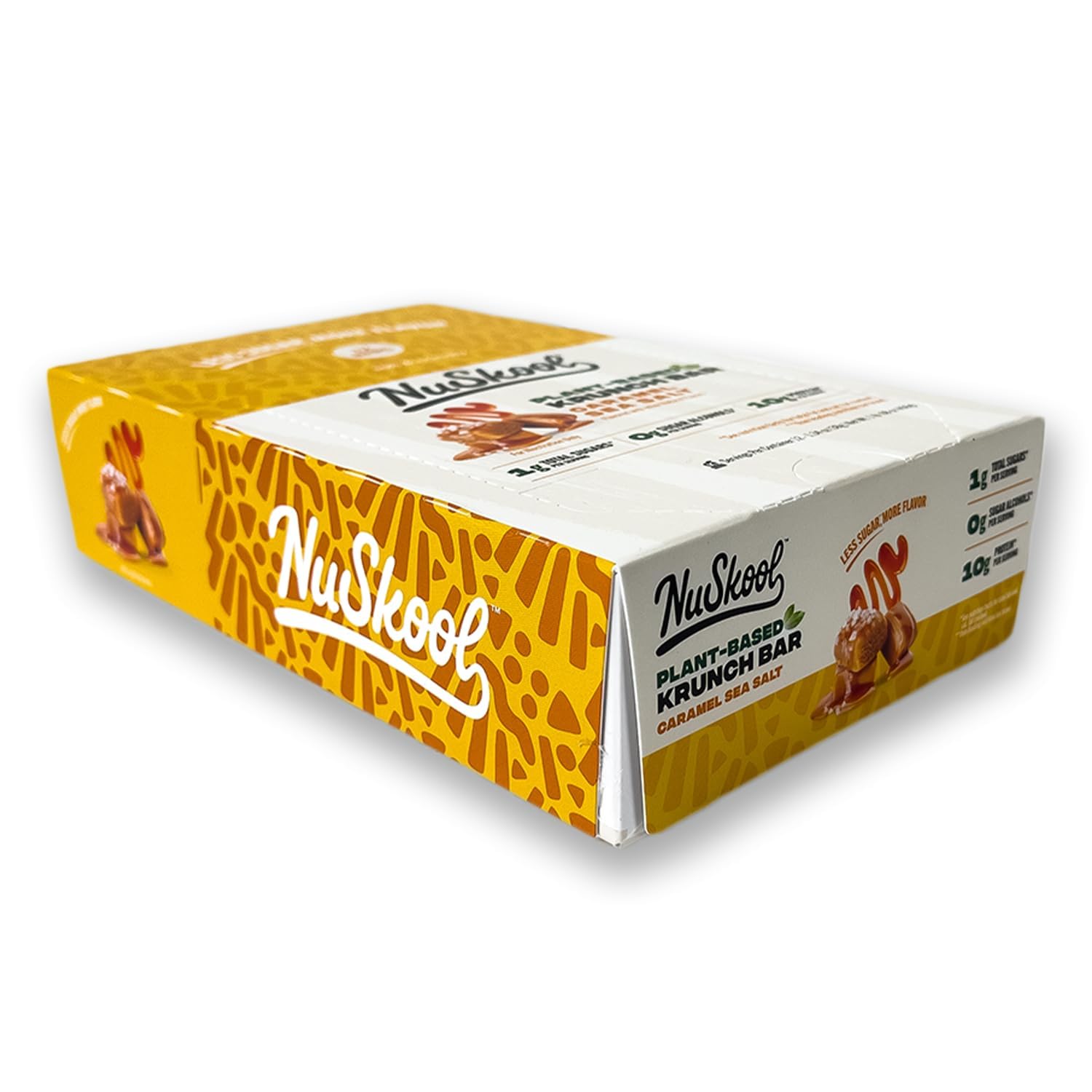 NuSkool Krunch Bar emballage caramel sel de mer, snack pratique et gourmand