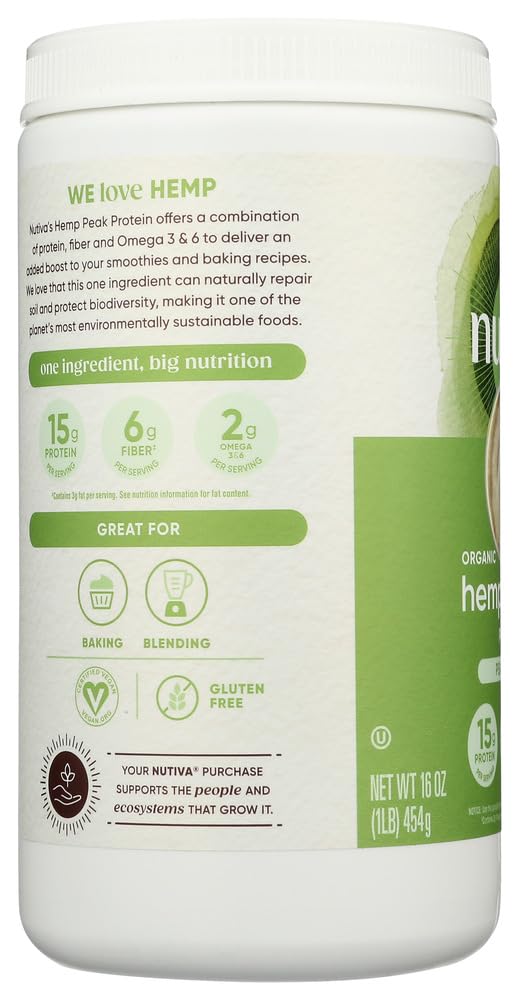 Poudre Nutiva de protéine de chanvre biologique prête à être mélangée.