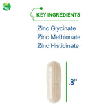 Etiquette Nutra BioGenesis Tri Zinc indiquant dosage et conseils d’utilisation.