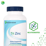 Emballage Nutra BioGenesis Tri Zinc, présentation soignée et informative.