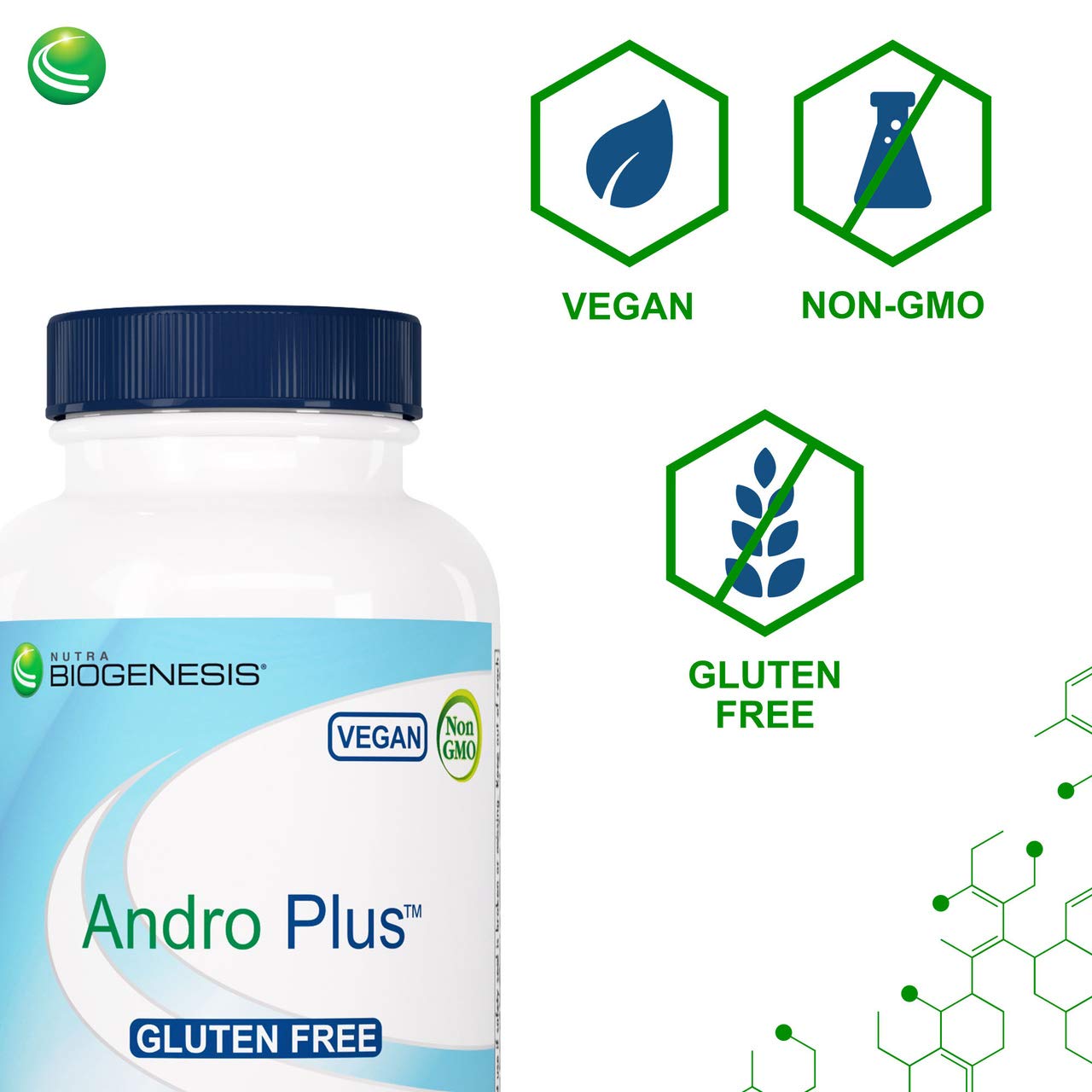 Nutra BioGenesis Andro Plus — étui packaging raffiné, gélules prêtes à l'emploi.