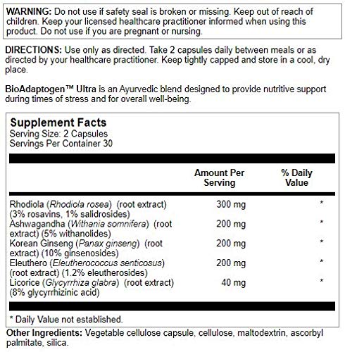 Nutra BioGenesis Bioadaptogen Ultra - capsules visibles, faciles à avaler pour un équilibre quotidien.