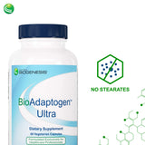 Nutra BioGenesis Bioadaptogen Ultra - étiquette détaillée, ingrédients adaptogènes clés visibles.