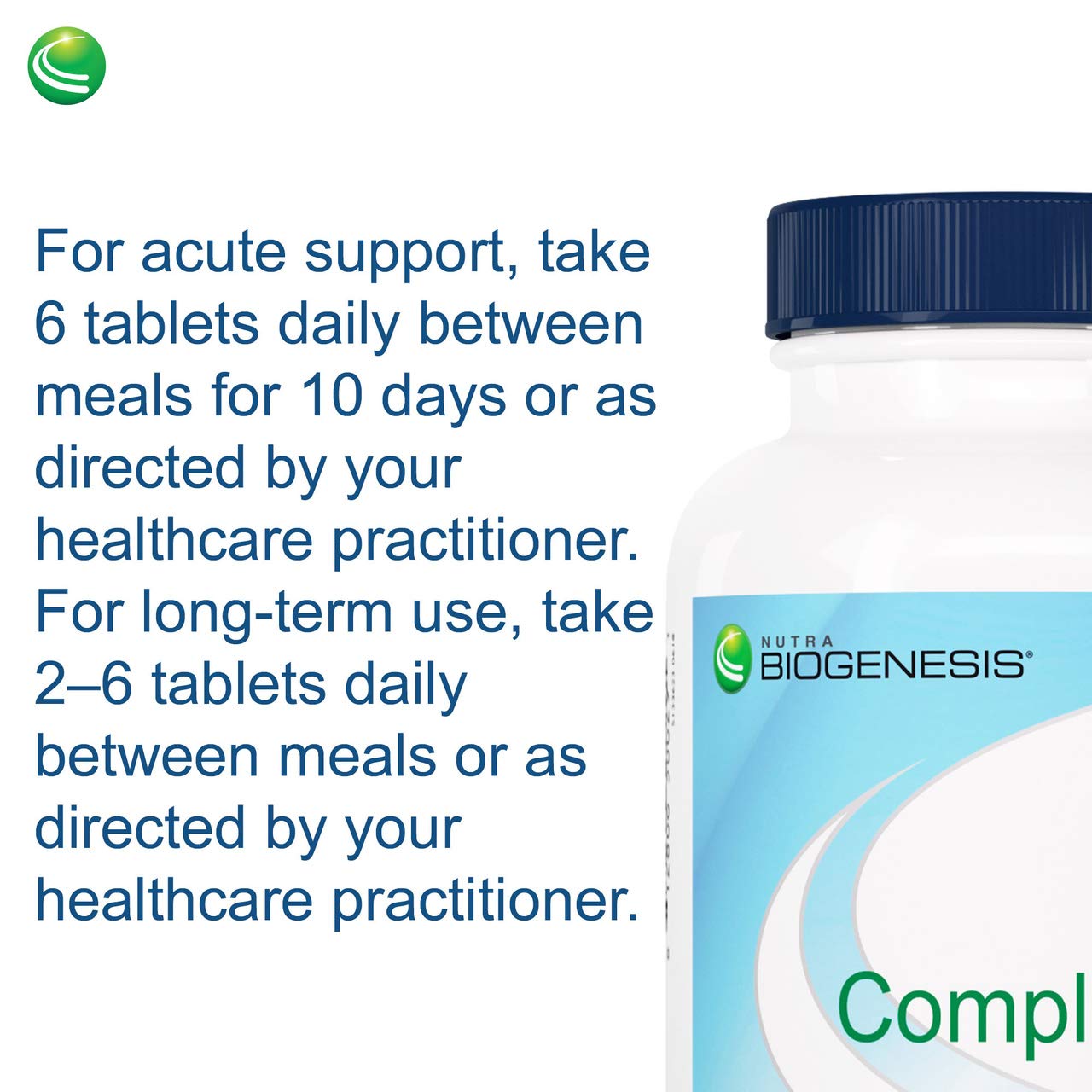 Étiquette lisible: 60 comprimés NutraBioGenesis CompliVir.