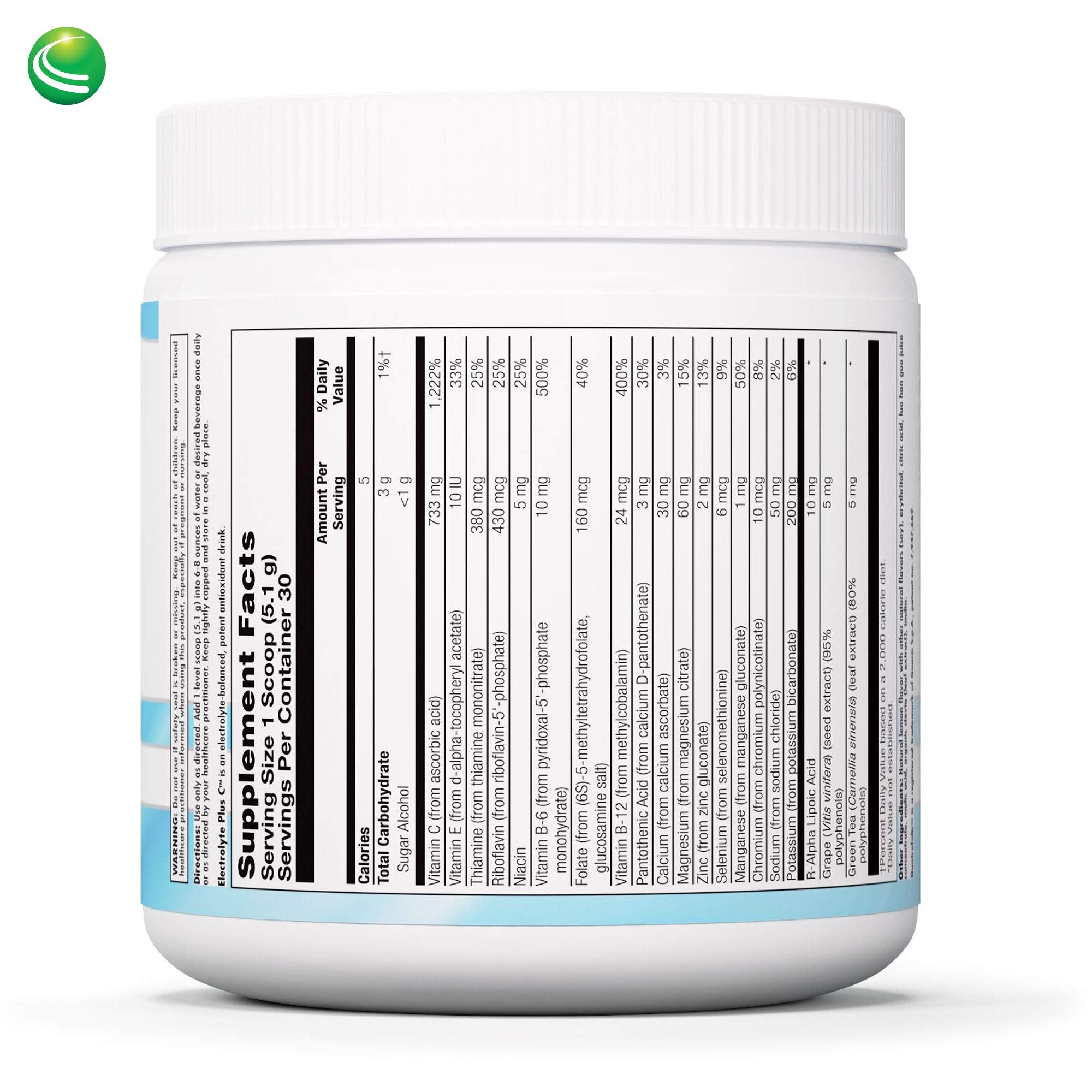 Nutra BioGenesis Electrolyte Plus C – cuillère-doseur pour dosage précis.