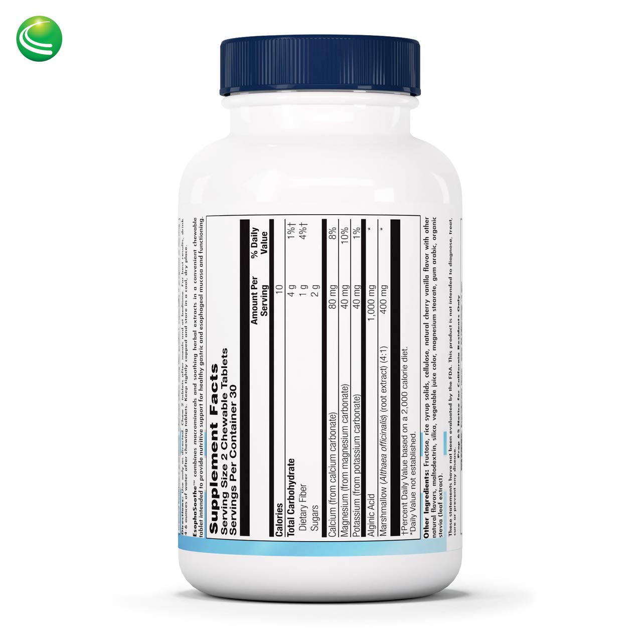 Nutra BioGenesis EsophaSoothe: emballage de pastilles cerise-vanille pour un usage pratique.