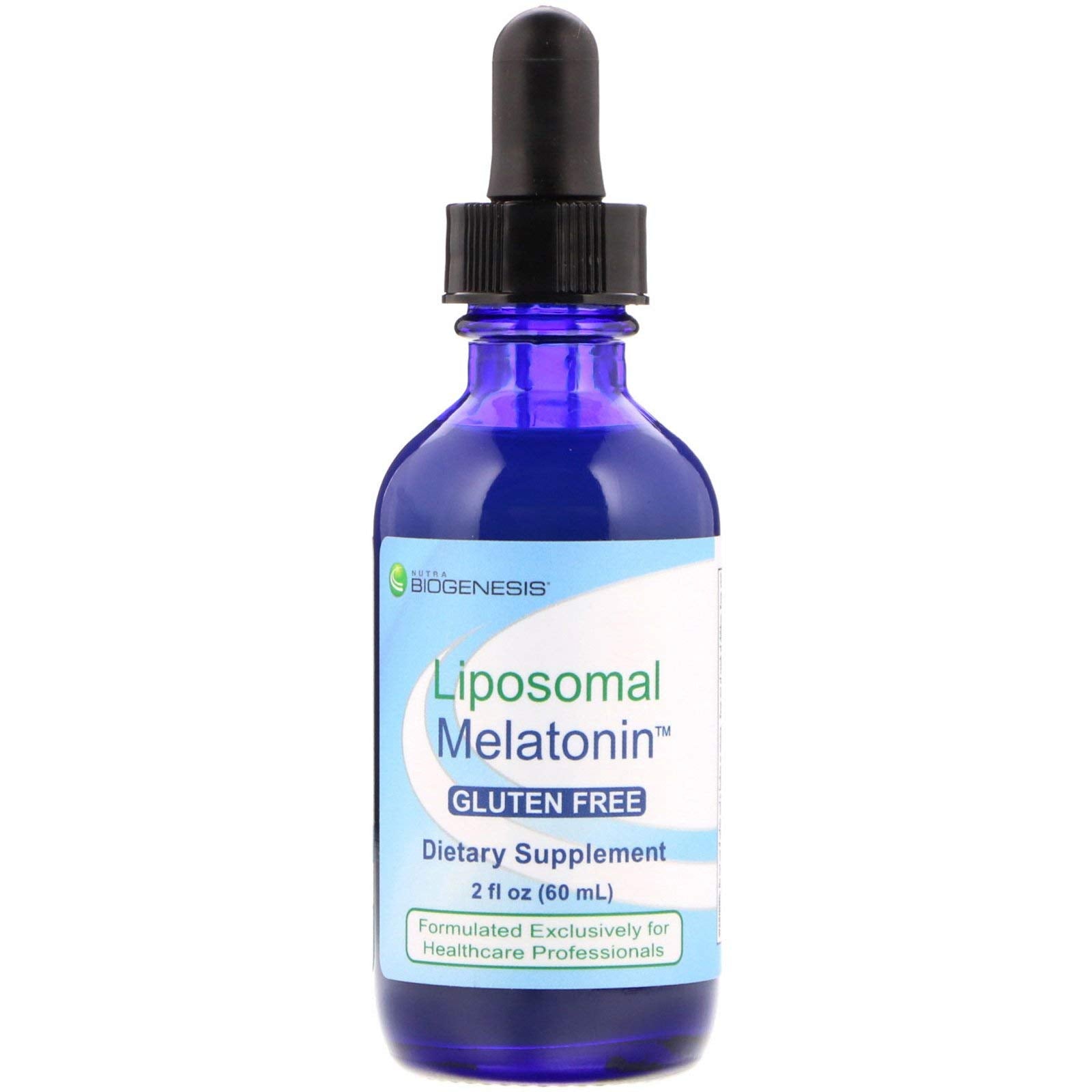 Nutra BioGenesis Liposomal Mélatonine, bouteille, soutien potentiel au sommeil nocturne et relaxation.