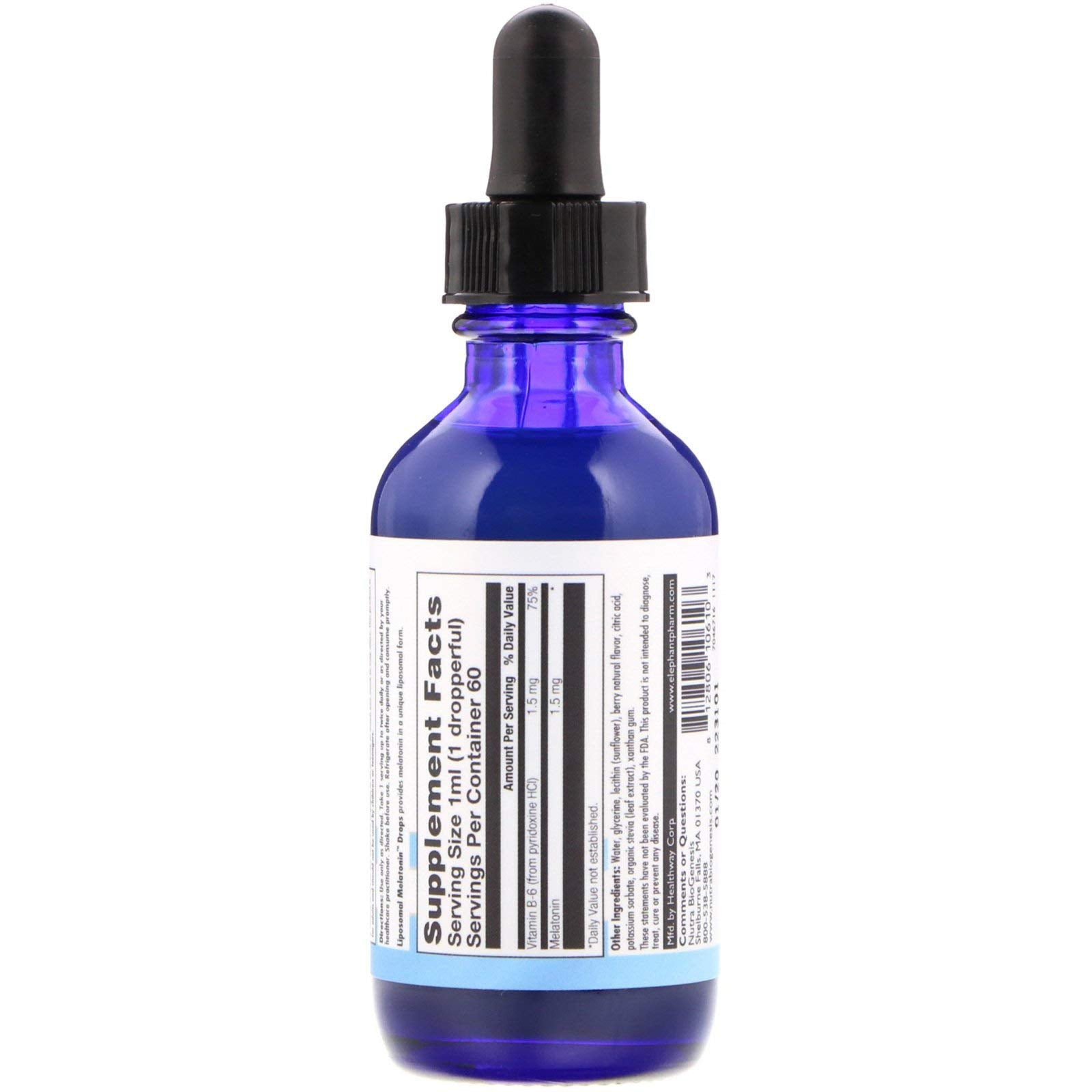Nutra BioGenesis Liposomal Mélatonine, gouttes, action rapide pour l’endormissement et le calme nocturne.