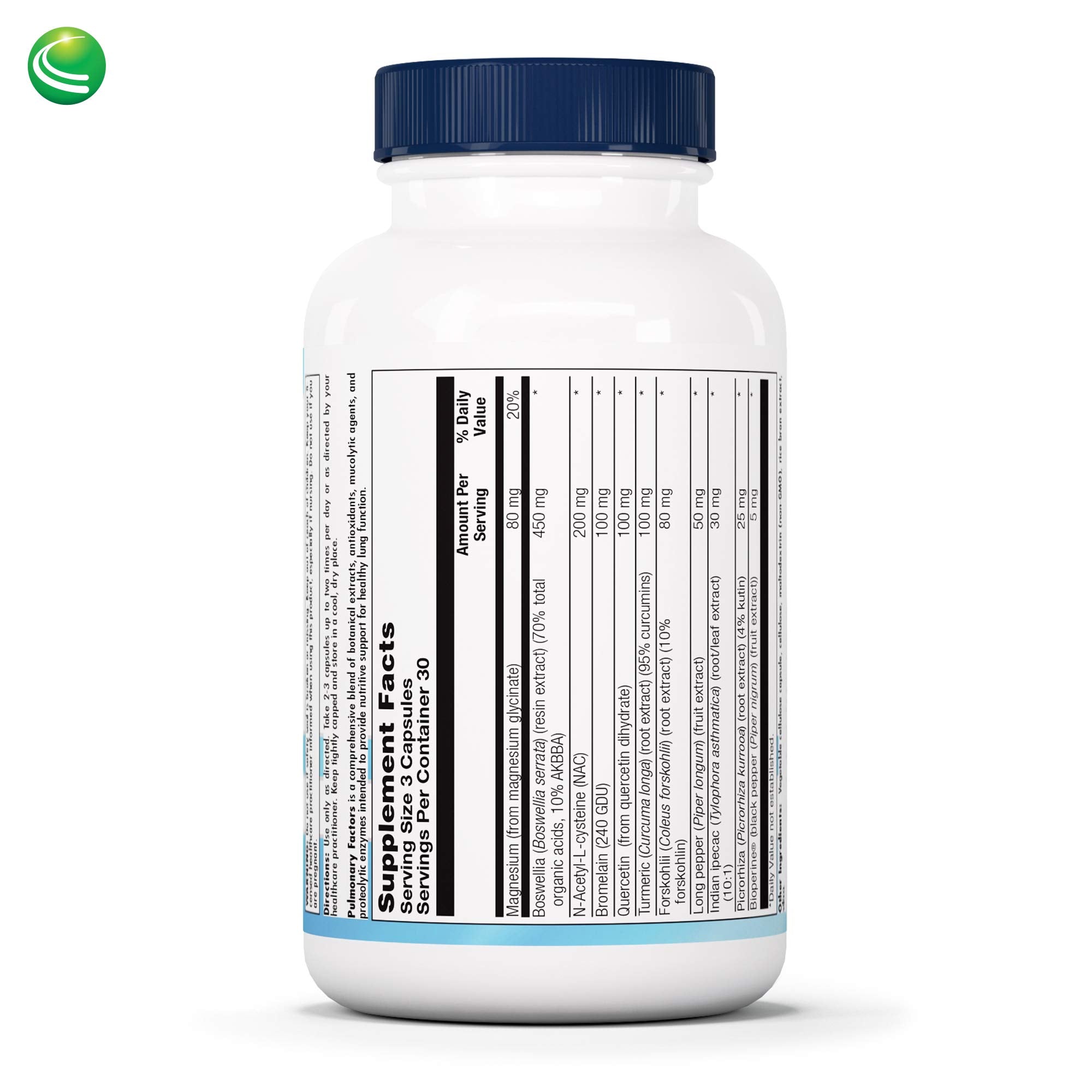 Nutra BioGenesis Pulmonary Factors – etiquette: informations claires sur les ingrédients et usages.