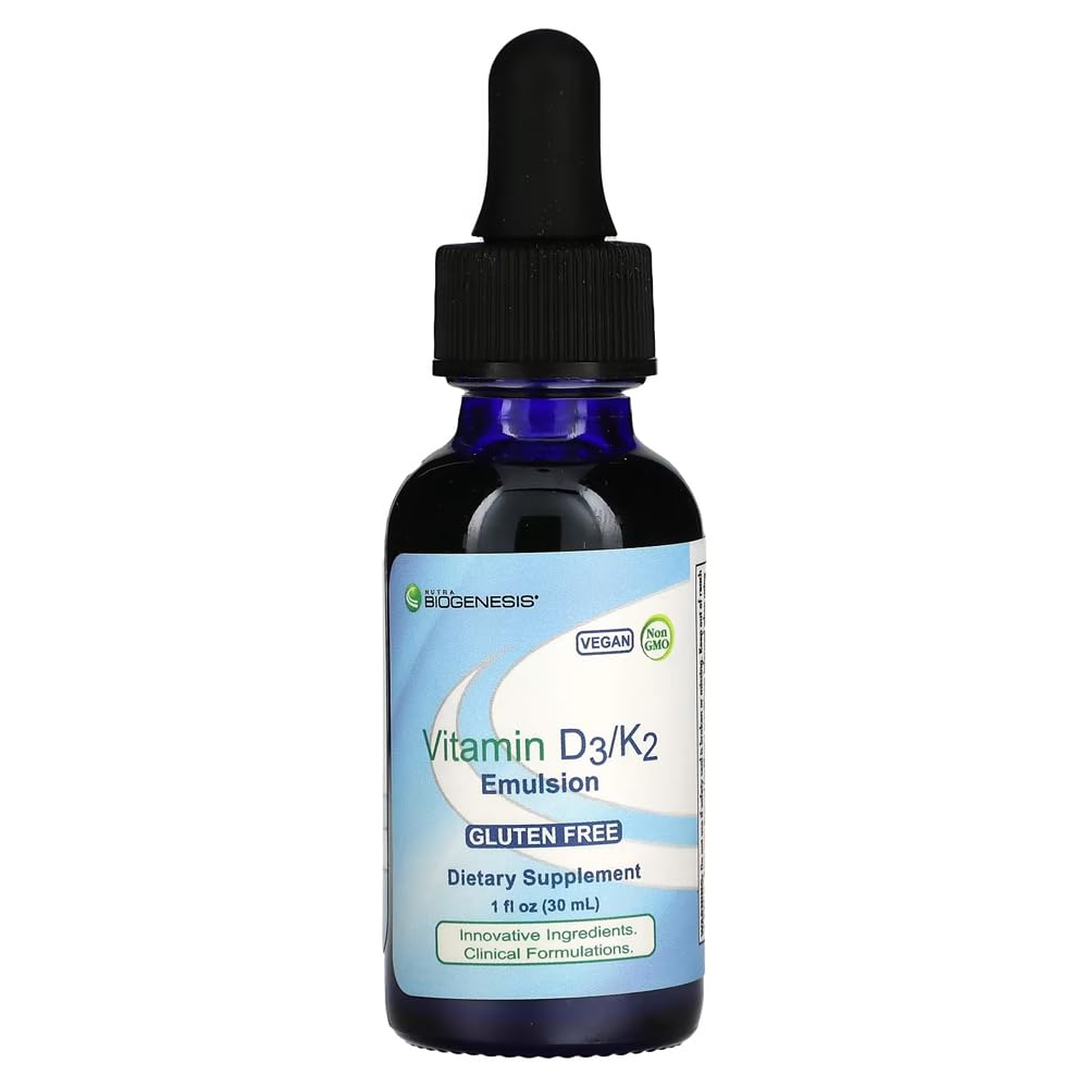 Nutra BioGenesis D3/K2 emulsion - gouttes sous la langue pour soutien osseux et immunitaire.