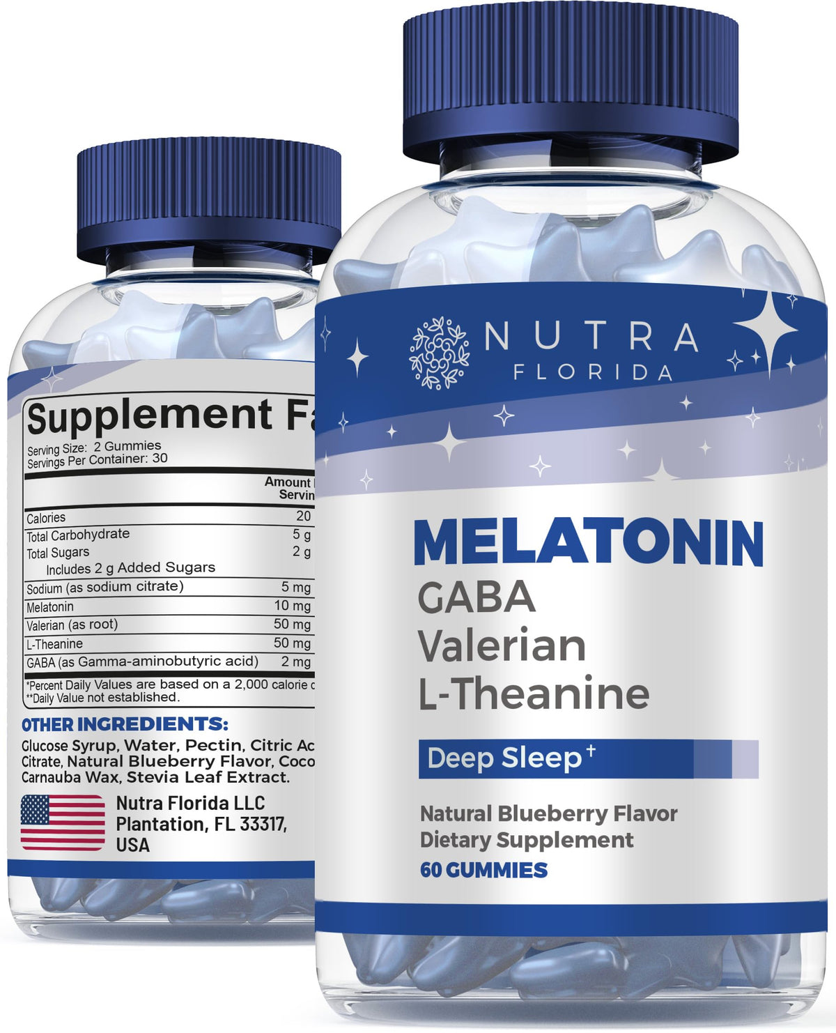 Nutra Florida Melatonin Gummies – bouteille clairement présentée pour un sommeil naturel potentiel