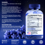 Nutra Florida Melatonin Gummies – étiquette lisible avec ingrédients végétaux et sans OGM