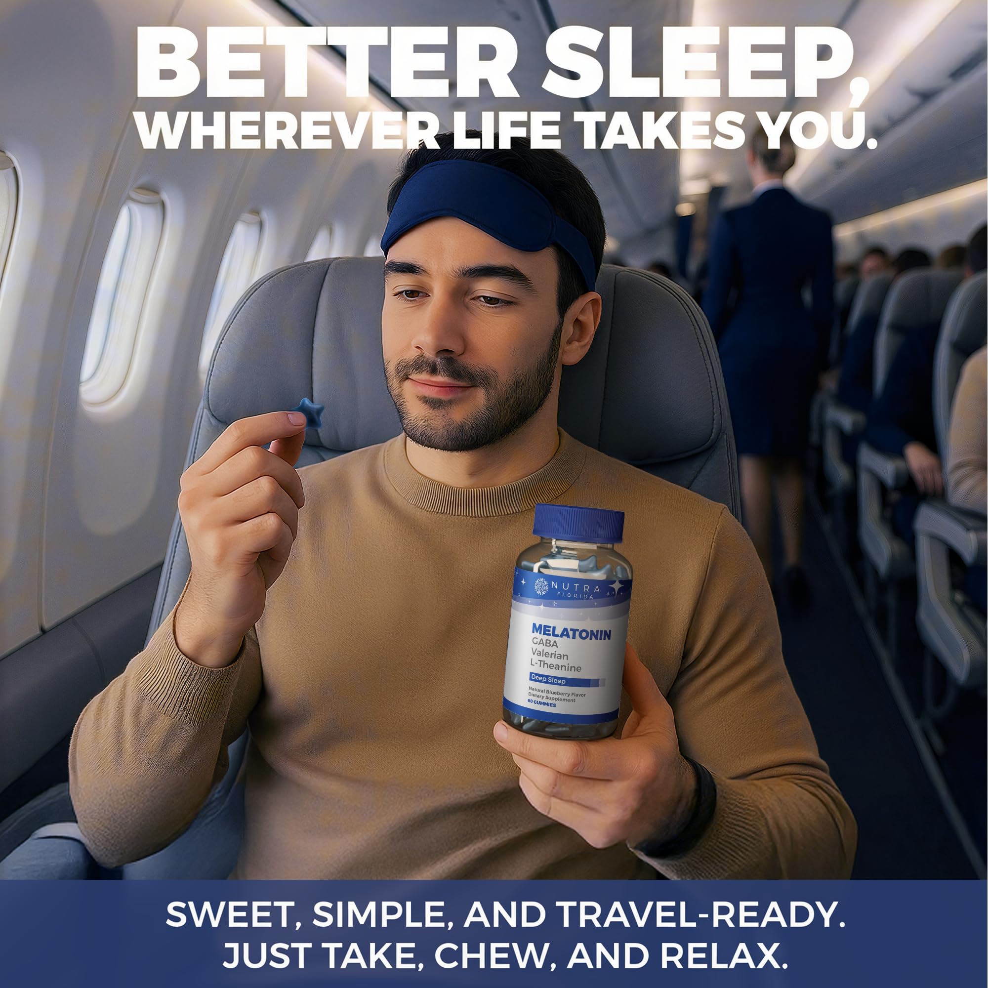Nutra Florida Melatonin Gummies – emballage végétal, sans gluten et sans OGM