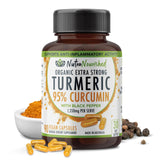 Nutra Nourished Curcuma: bouteille de capsules pratique pour votre routine bien-être.