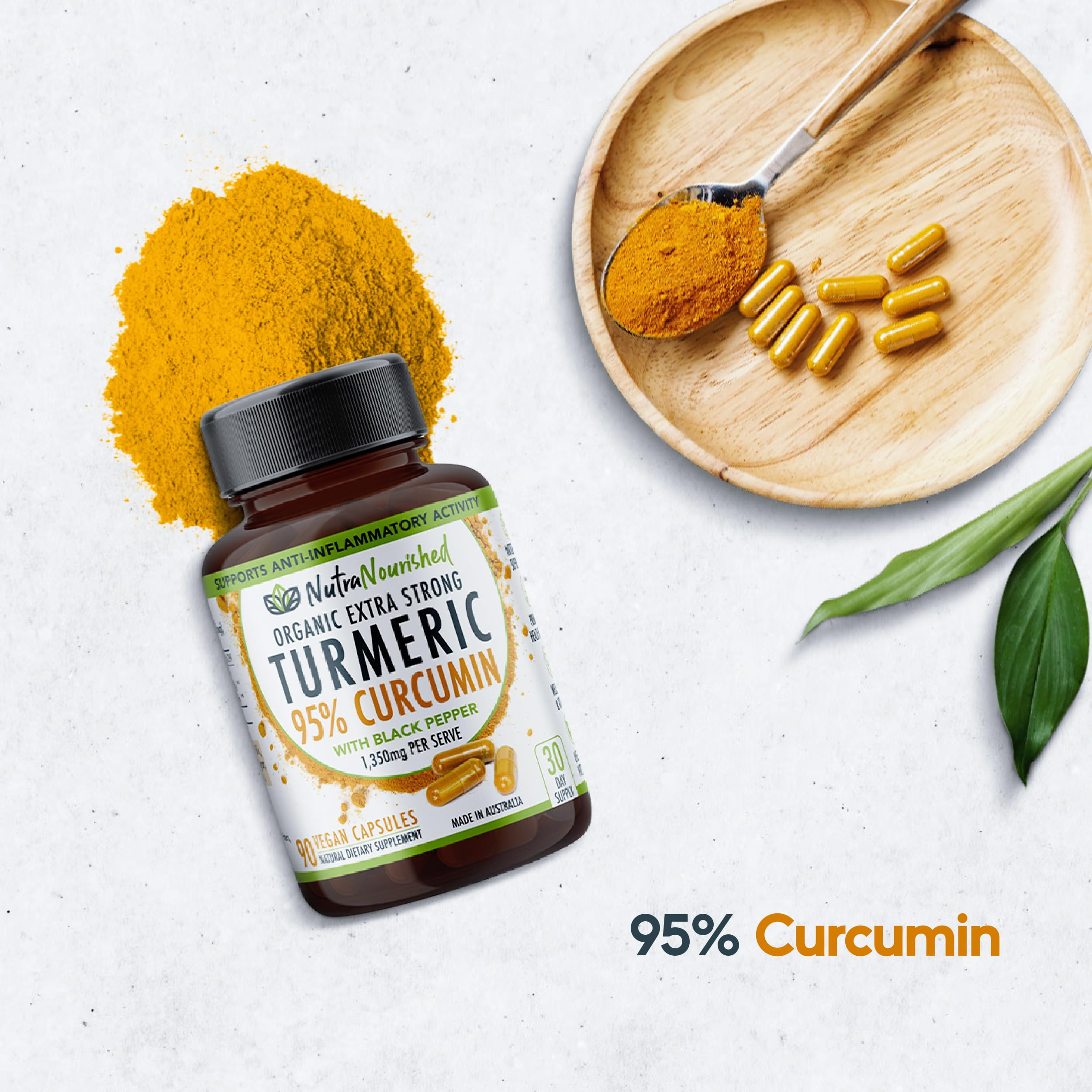 Nutra Nourished Curcuma fabriqué en Australie avec traçabilité.