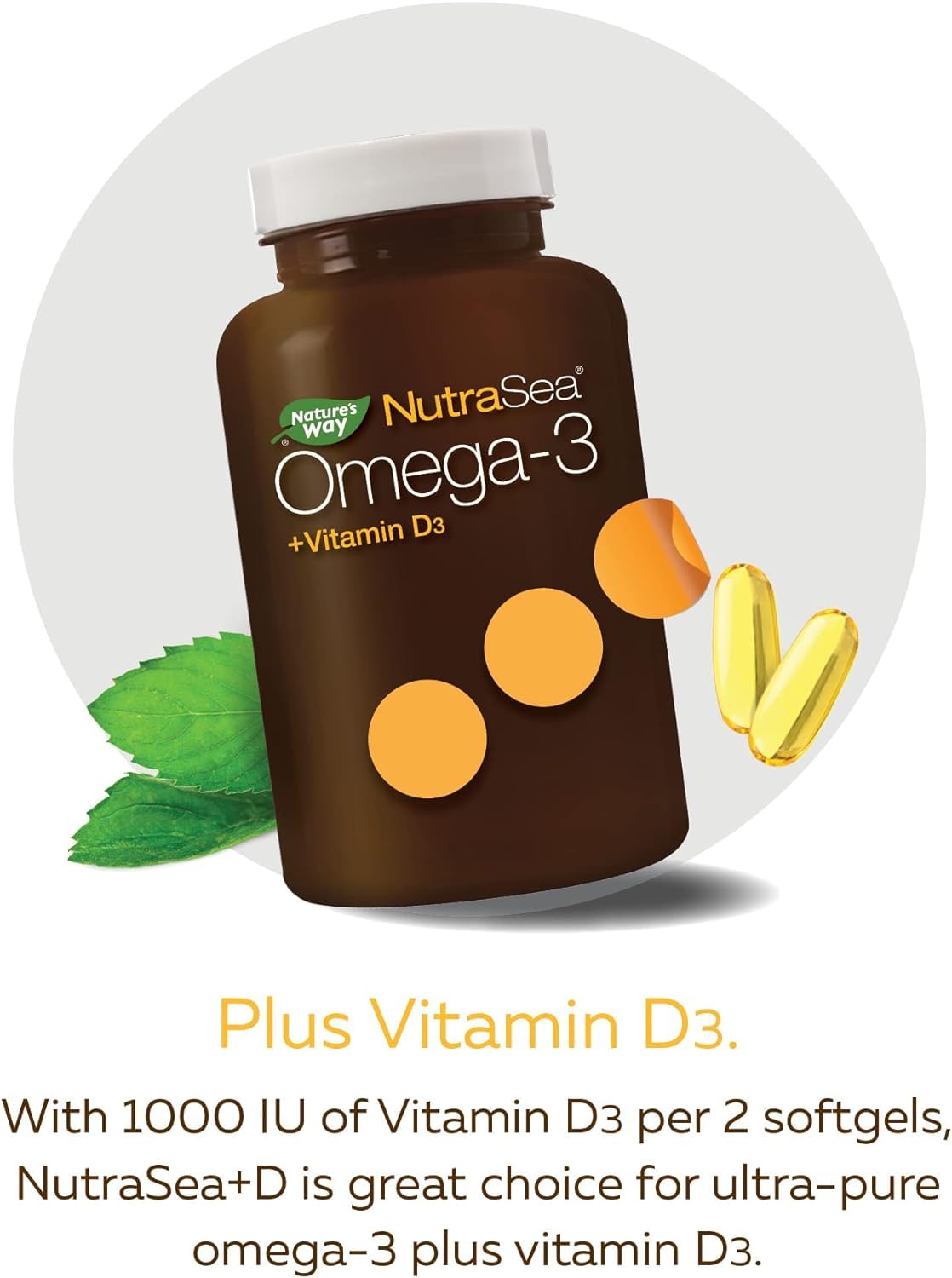 NutraSea Omega-3 + Vitamine D dans une bouteille prête à l’emploi.