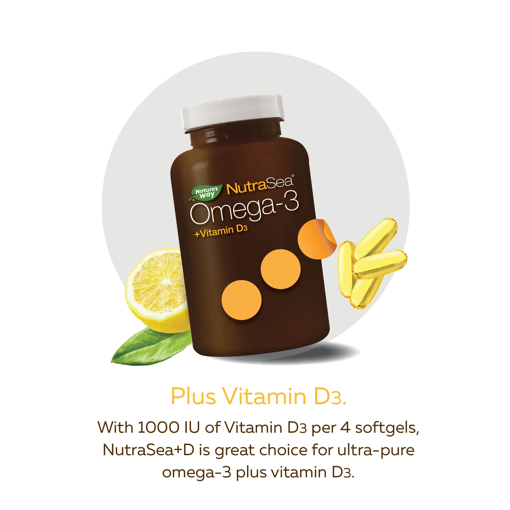 Emballage NutraSea Omega-3 + Vitamine D prêt à l’achat.