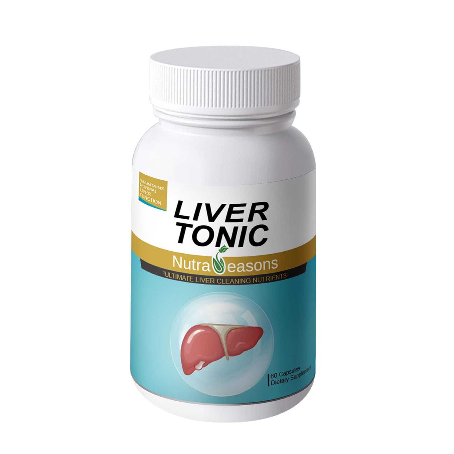 Nutra Seasons Liver Tonic – flacon visible, soutien potentiel du foie et de la détox.