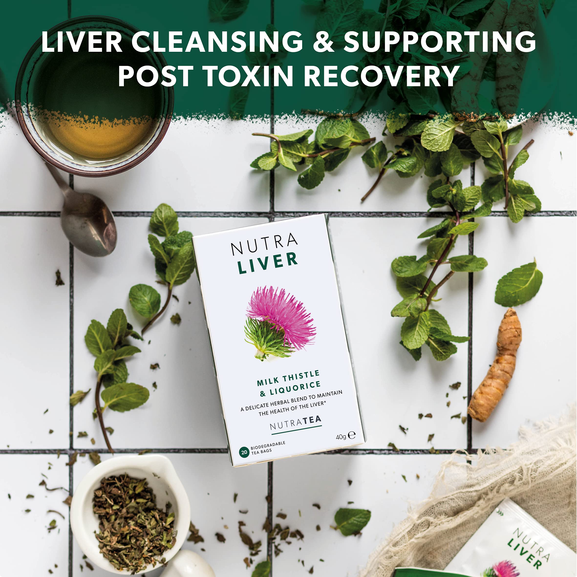 Nutra Tea Nutraliver – mélange menthe et fenouil, parfum frais et équilibré.
