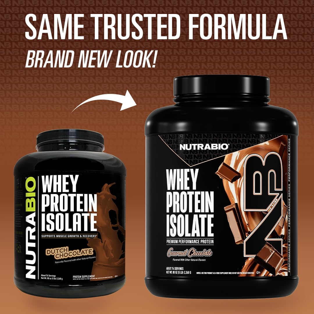 NutraBio 100% Whey Isolate, doseur prêt à mesurer 25 g pour un shake rapide.