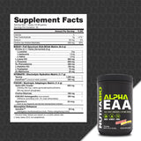 Étiquette NutraBio Alpha EAA claire avec informations transparentes.
