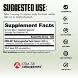 NutraBio Ashwagandha KSM-66 – etiquette biologique affichant traçabilité et qualité.