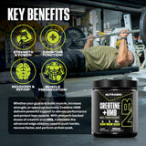 NutraBio Creatine + HMB dans un gobelet mélangeur pratique