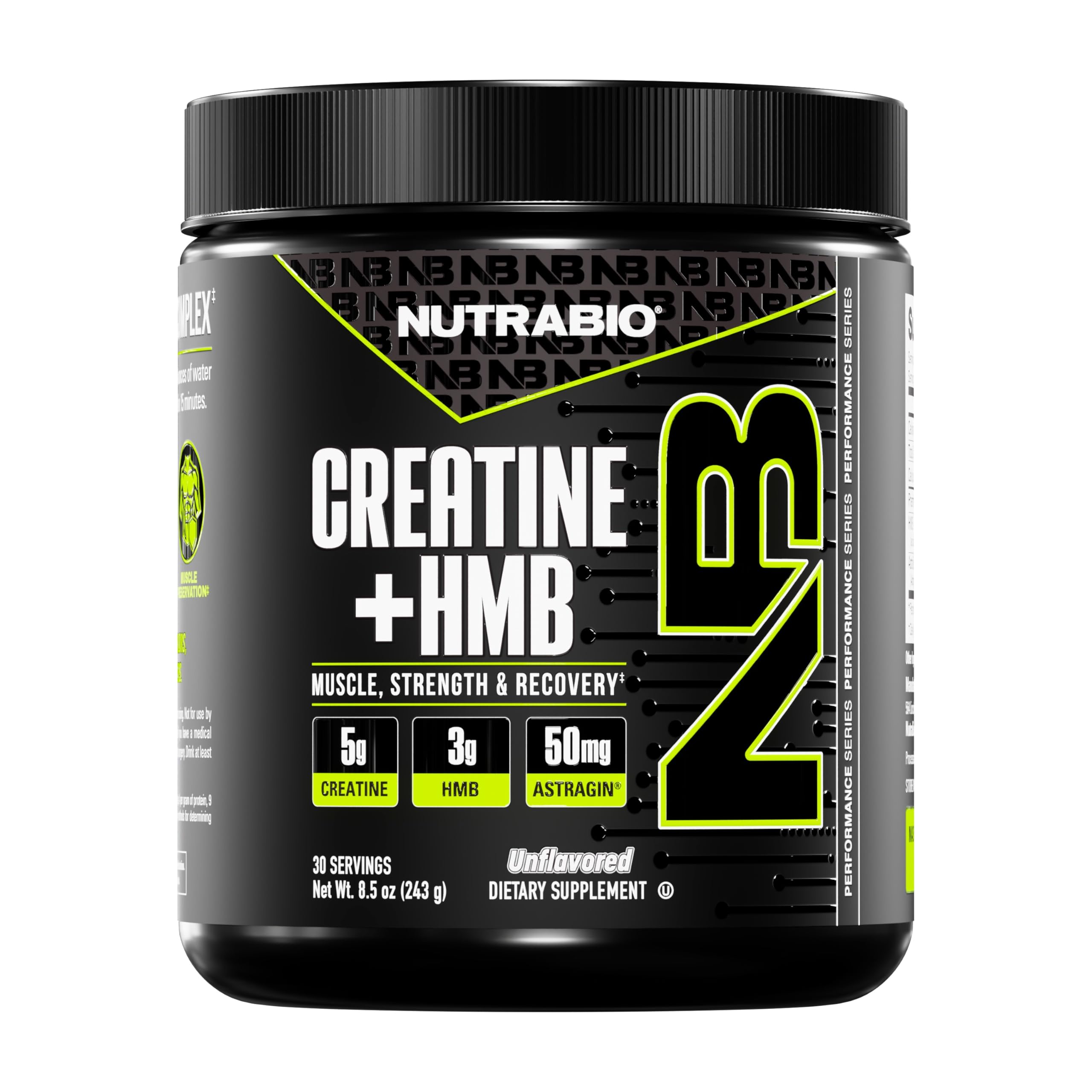 NutraBio Creatine + HMB en poudre prêt à mélanger pour entraînements optimisés
