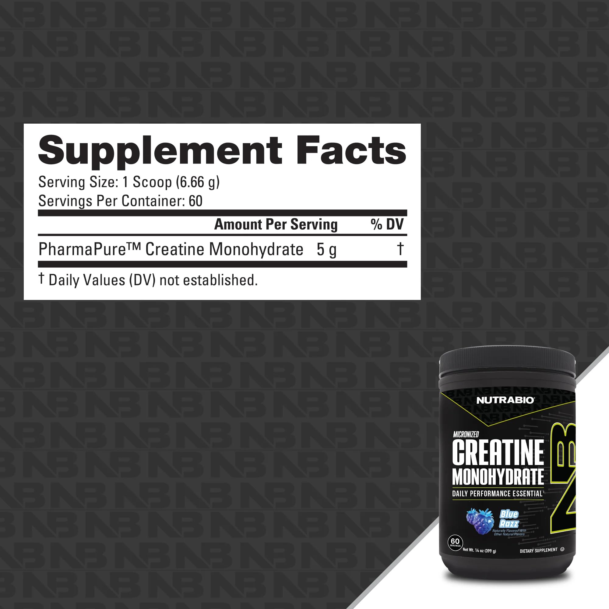 NutraBio Créatine micronisée Framboise Bleue - contrôle qualité en laboratoire.