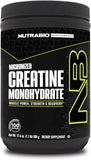 NutraBio Pure Créatine Monohydrate micronisée en poudre, dissolution rapide, énergie soutenue et récupération post-entraînement.