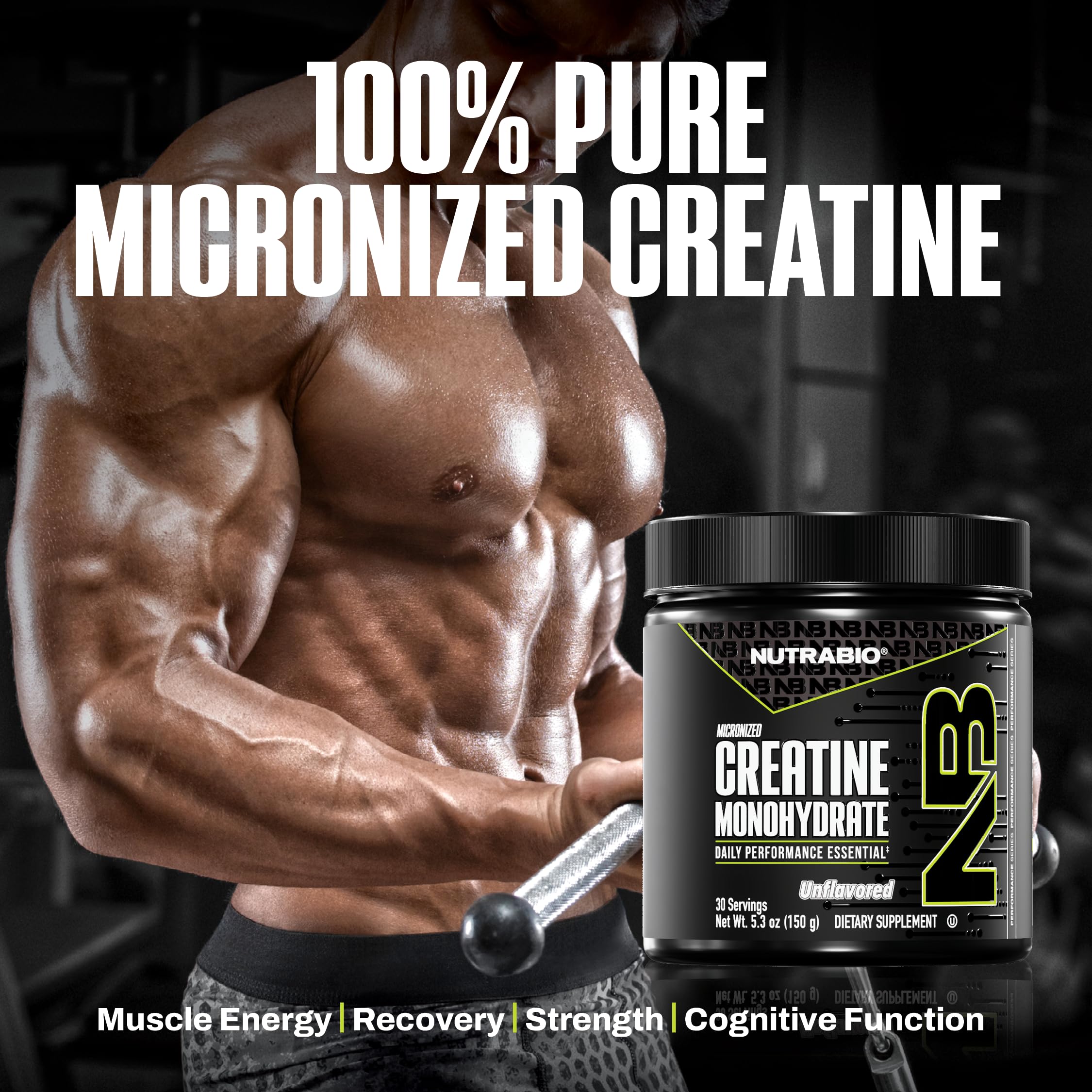 NutraBio Créatine Monohydrate, certifications OU, kosher et halal.