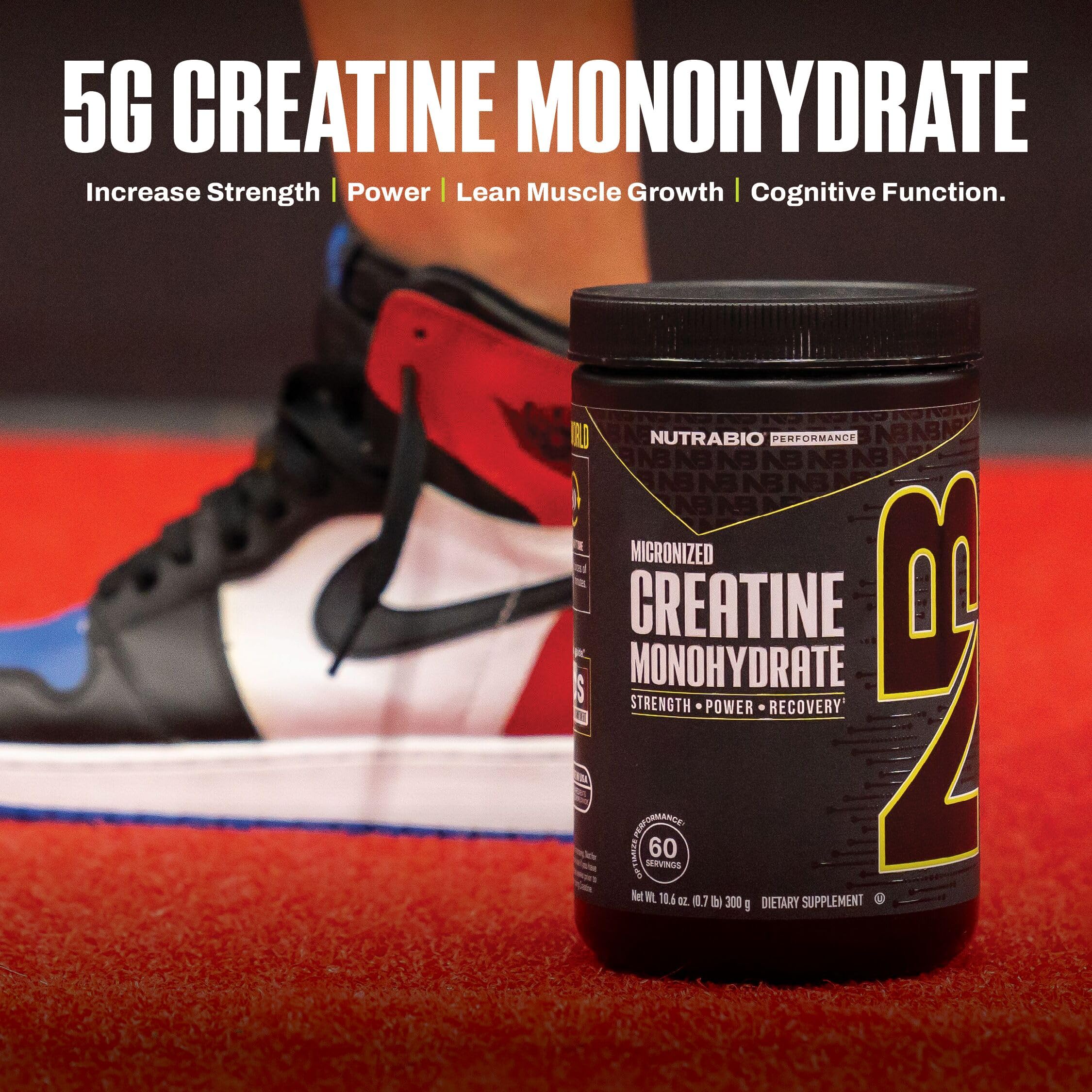 NutraBio Creatine Monohydrate énergie et force pendant l entrainement