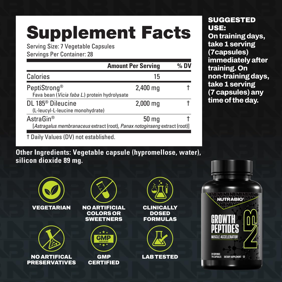 NutraBio Growth Peptides : avant entrainement, preparation à l effort sportif.