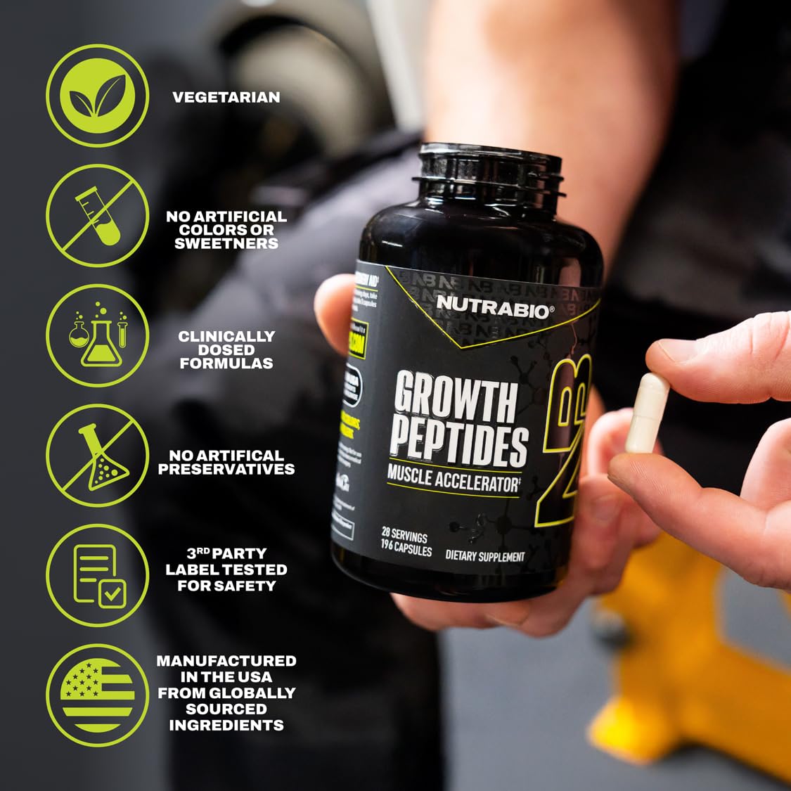 NutraBio Growth Peptides : prise quotidienne, soutien potentiel à l endurance.