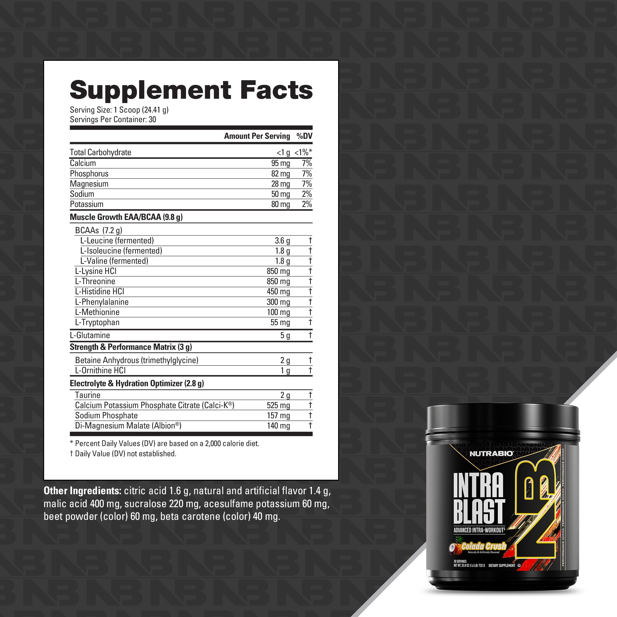 Électrolytes NutraBio Intra Blast, hydratation optimisée pendant l’effort.
